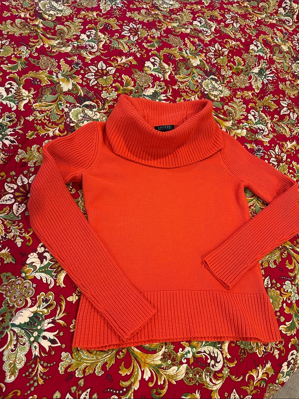Lauren Ralph Lauren Bright Orange Cowl-Neck Sweater
